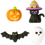 Bat, Cat, Pumpkin and Ghost Candy Decorations, 4-Count