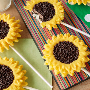 Sunflower Cookie Cake Pops
